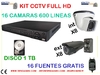 Kit  16 camaras FULL HD de videovigilancia + DVR 1 tb