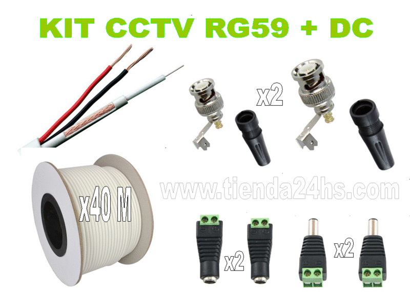 Color: Negro 2C Cable Coaxial Mitsuru® Pro 100m RG59 para Videovigilancia Electricidad + Video
