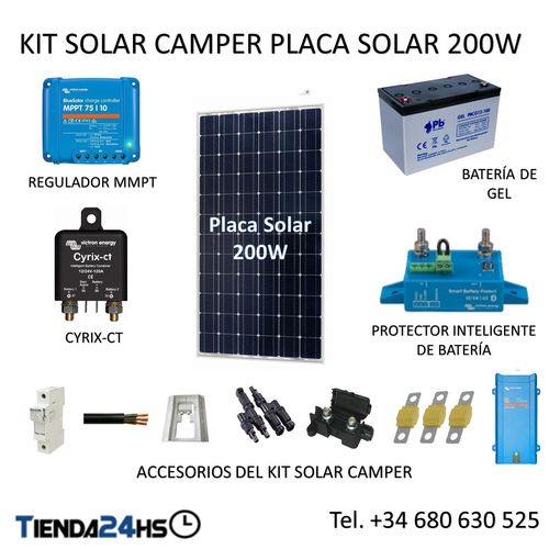 Kit solar camper placa 200W Munchen + batería gel 12V
